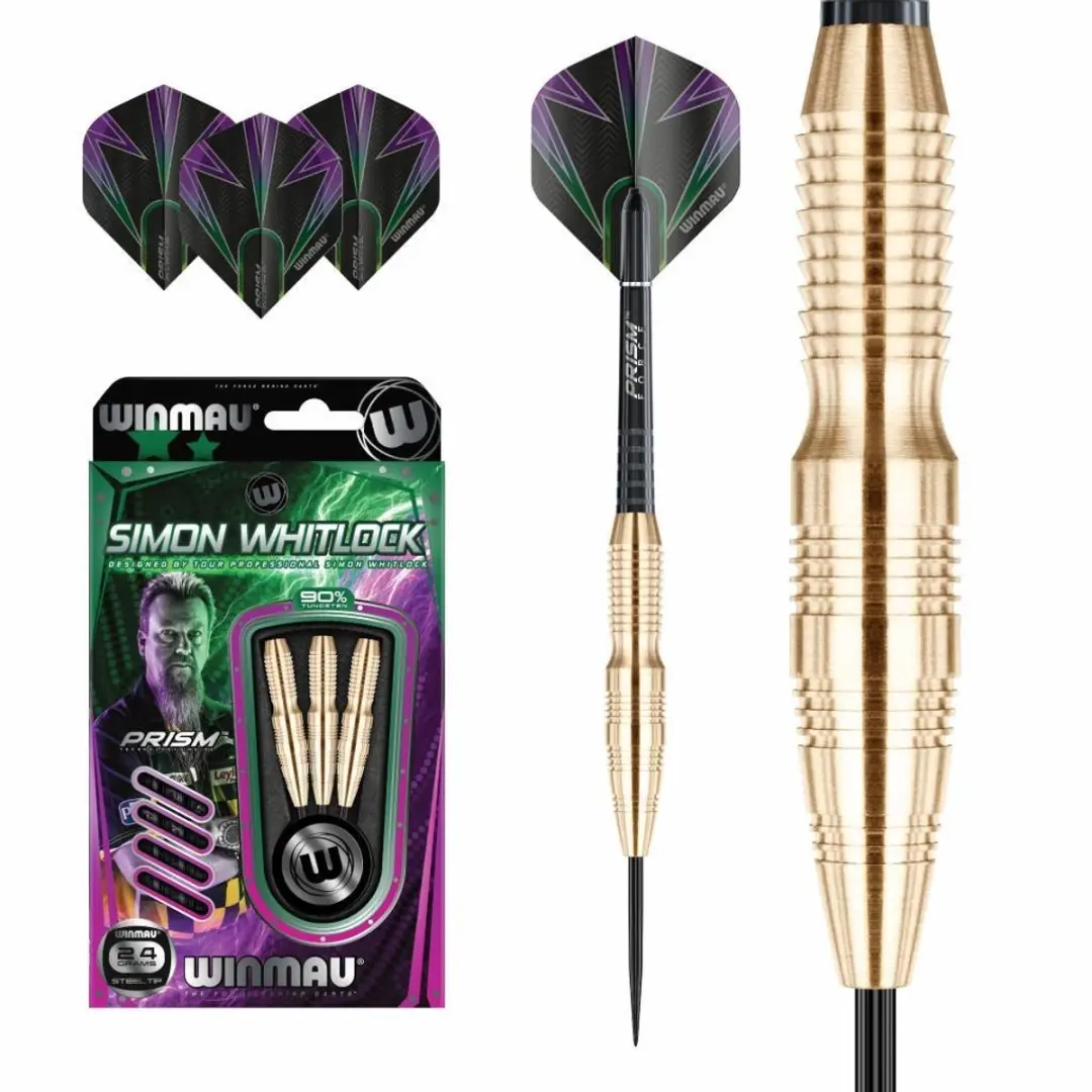 Winmau Simon Whitlock Brass Dartpijlen - 3 Stuks - Zwart/Goud - afbeelding 6 van 6