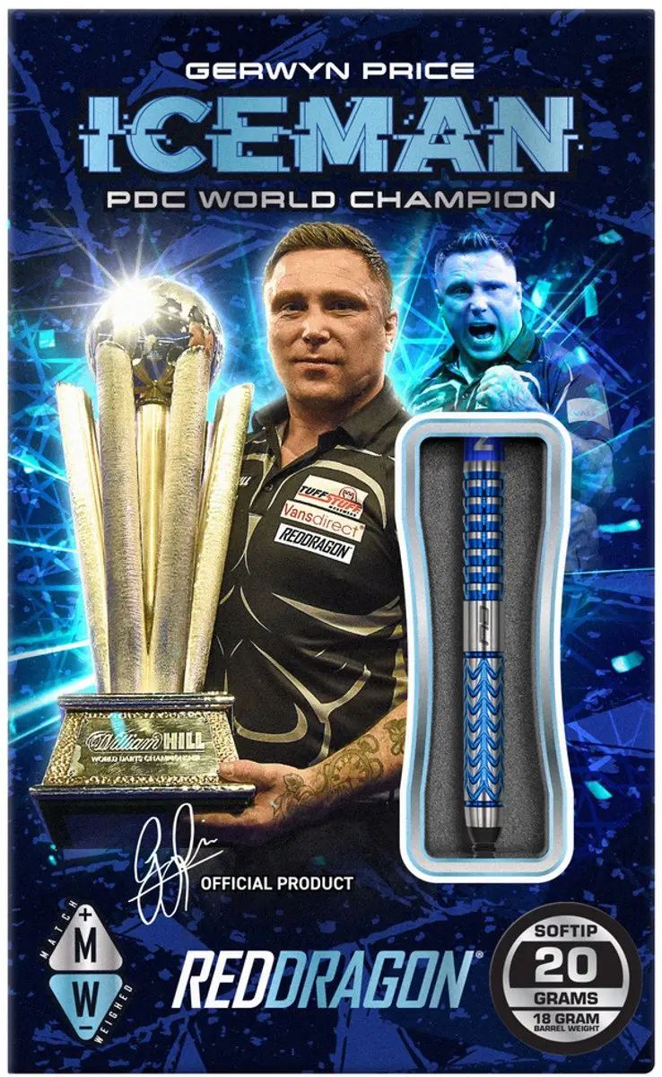 Red Dragon Gerwyn Price Glacier 90% Darts - 3 Stuks