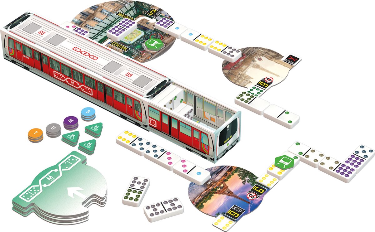 Tactic Metro Domino: Paris Edition – Bordspel – Luxe Uitvoering – Strategisch Dominospel met Stations en Metrofiches – Vanaf 10 Jaar – 2 tot 4 Spelers