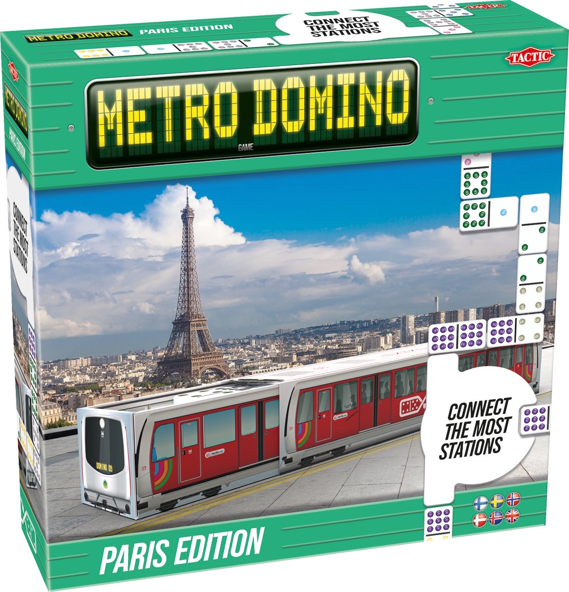 Tactic Metro Domino: Paris Edition – Bordspel – Luxe Uitvoering – Strategisch Dominospel met Stations en Metrofiches – Vanaf 10 Jaar – 2 tot 4 Spelers