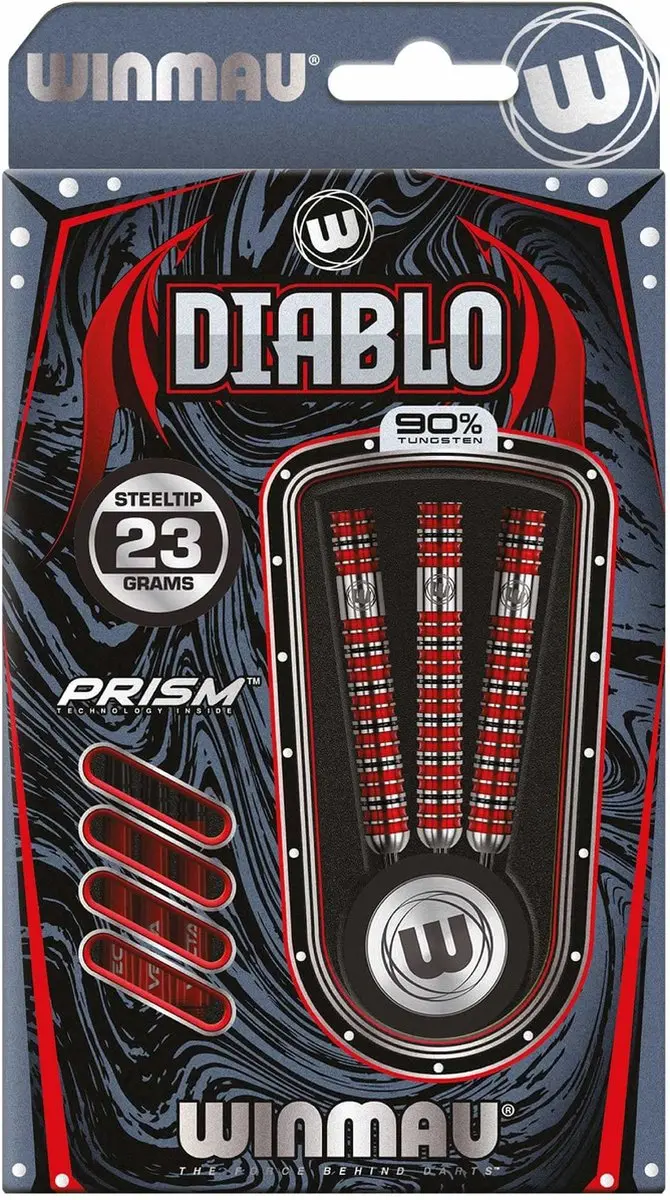Winmau Diablo Parallel 90% Dartpijlen - 3 Stuks - Rood/Zilver
