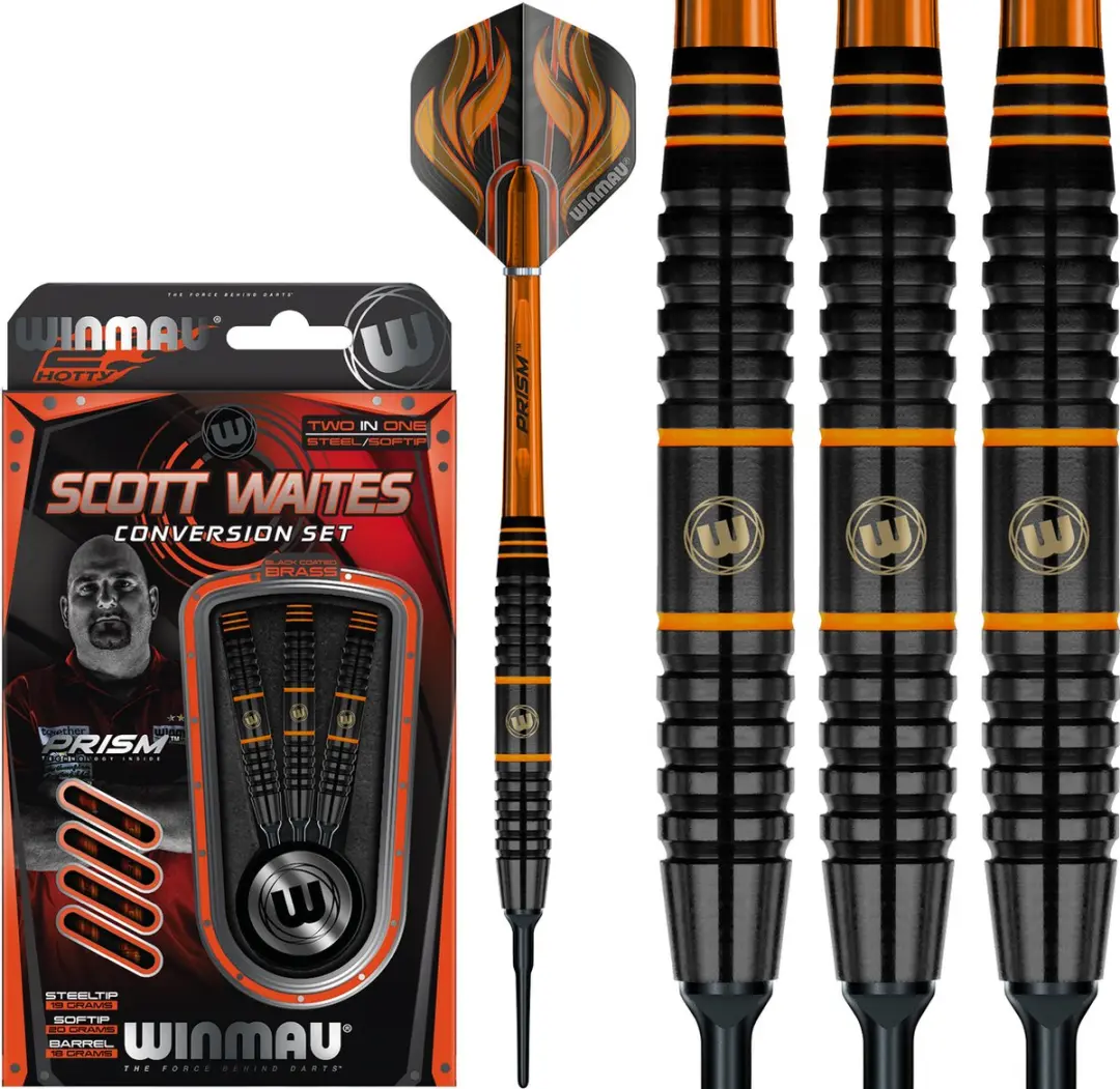 Winmau Scott Waites Brass Converter Set - 3 Stuks - Zwart/Oranje/Geel