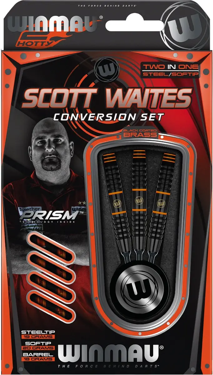 Winmau Scott Waites Brass Converter Set - 3 Stuks - Zwart/Oranje/Geel