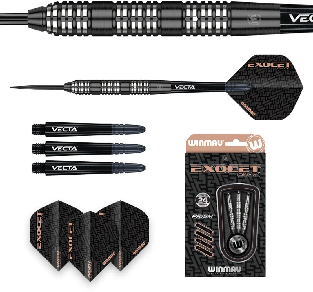 Winmau Exocet Onyx Dartpijlen 3-delig - Zilver/Zwart - afbeelding 6 van 6