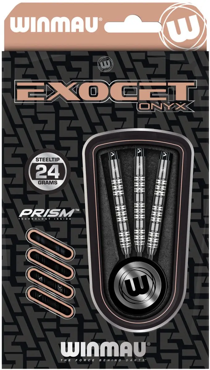 Winmau Exocet Onyx Dartpijlen 3-delig - Zilver/Zwart
