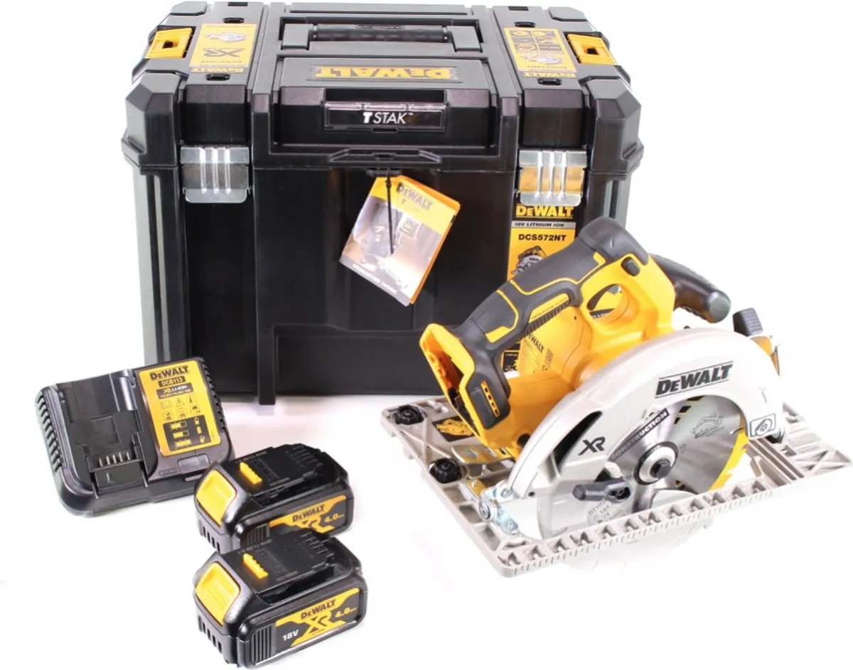 DeWalt DCS572 M2 Accu-handcirkelzaag 18V 184mm - 2x 4,0Ah + oplader - afbeelding 2 van 5