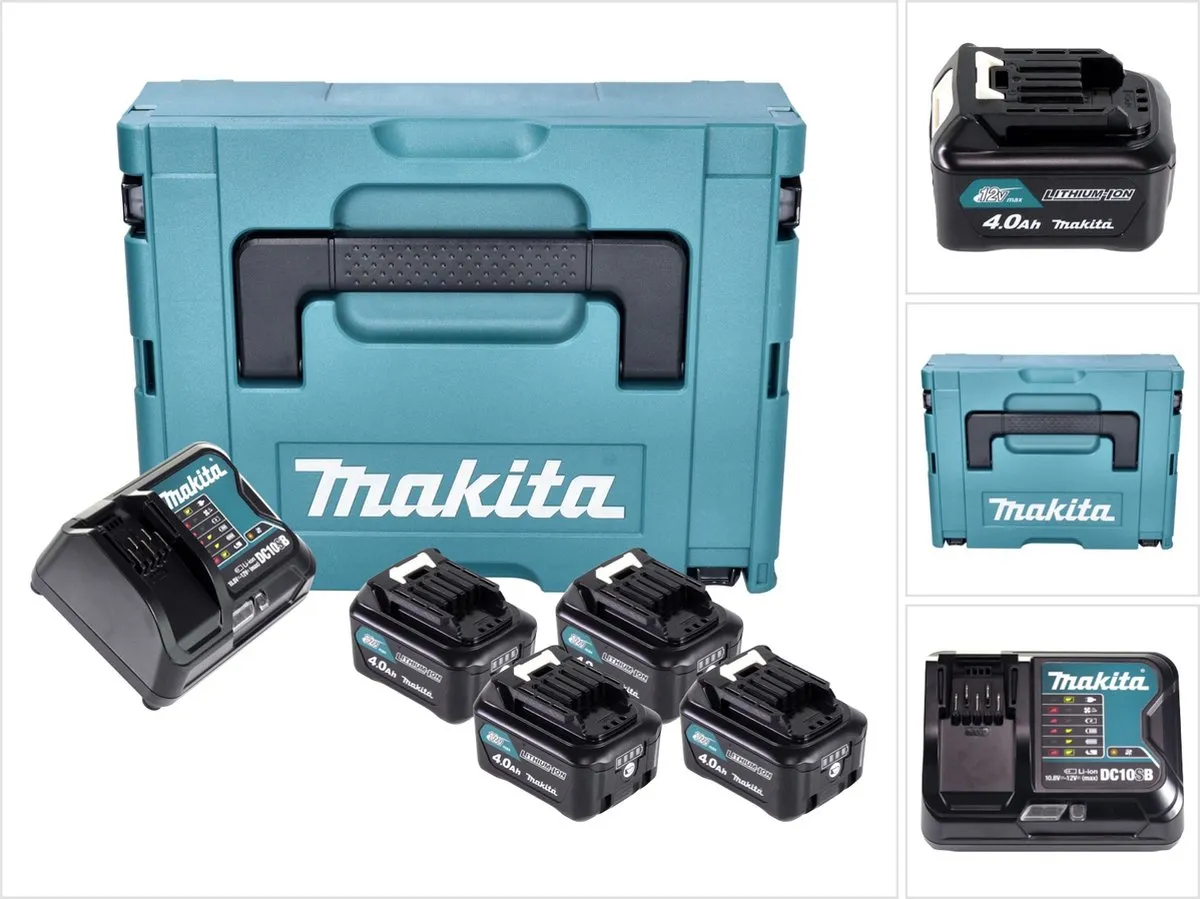 Makita Power Source Kit 4x BL1041B 12V 4.0Ah + DC10SB Oplader