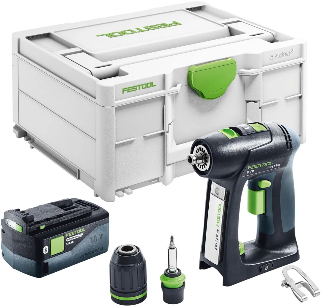 Festool C 18 Basic Accuboormachine 18V 45Nm - 5.0Ah - 1x Accu - afbeelding 2 van 6