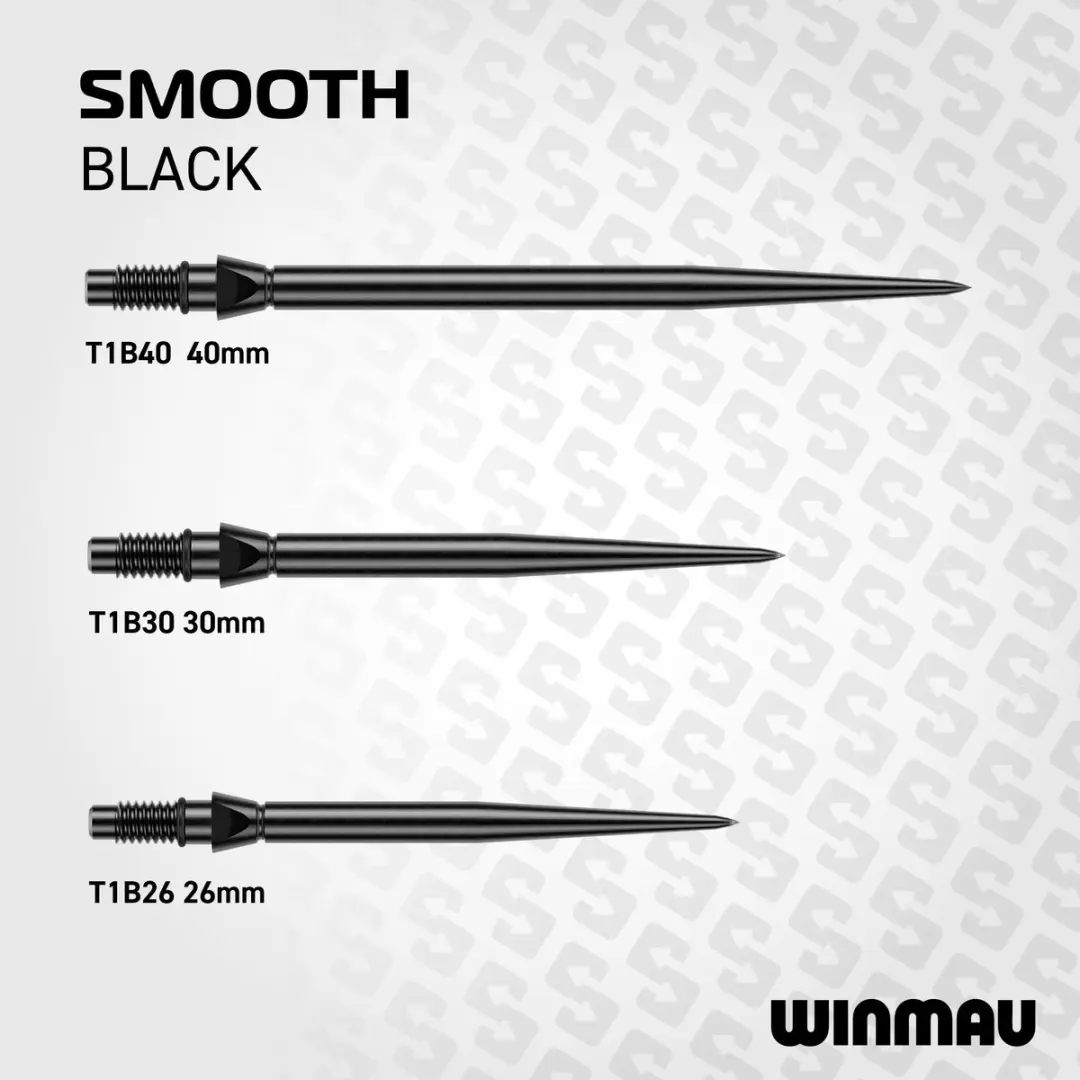 Winmau Switch Point Smooth Black 26mm - 3 Stuks