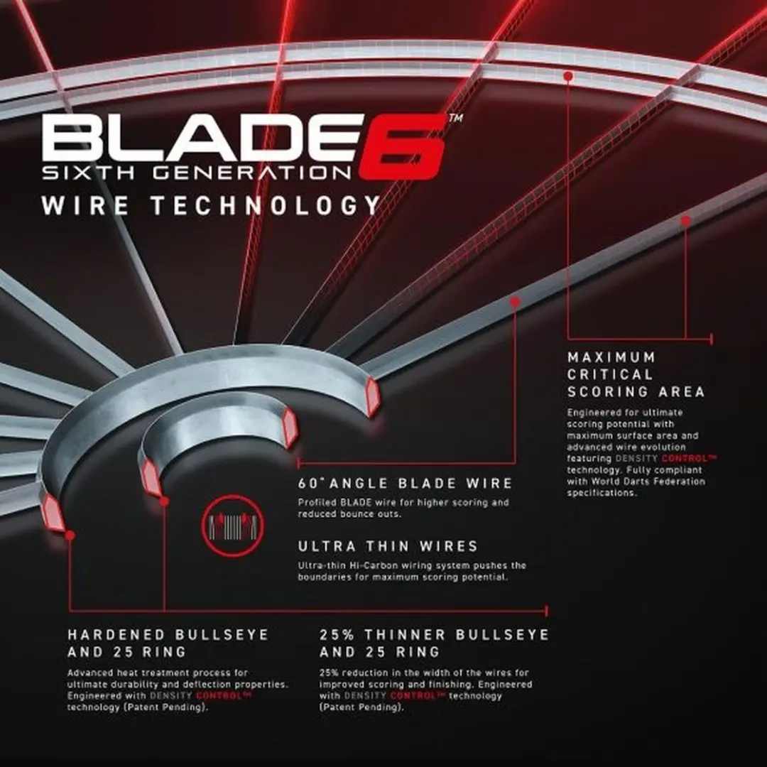 Winmau Blade 6 Dartbord Set - 45.1cm met 2x6 Steeldarts
