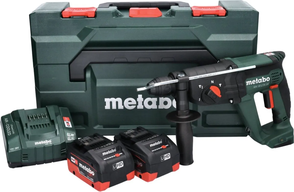 Metabo KH 18 LTX 24 Accu Combihamer - 2x 8.0Ah + Lader + MetaBOX