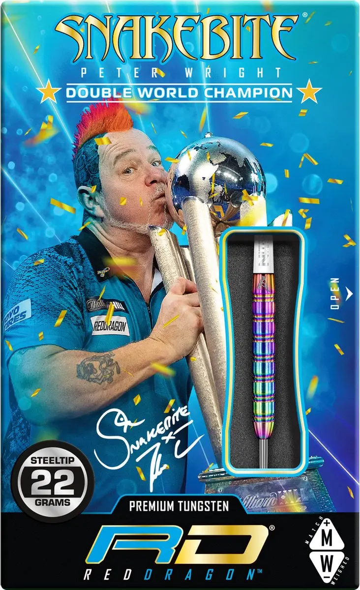 Red Dragon Peter Wright Snakebite 1 Dartpijlen - 3 Stuks - Regenboog