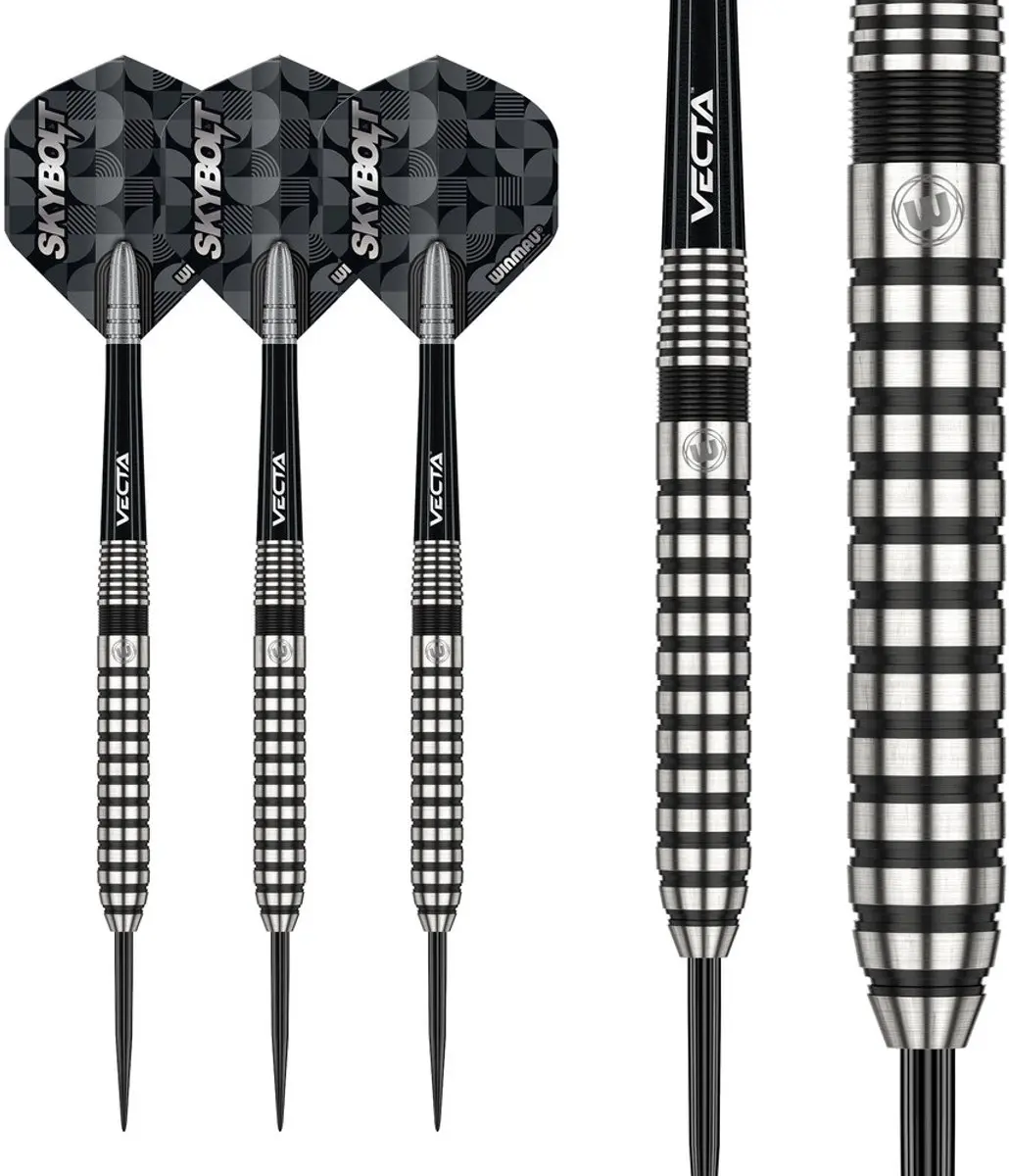 Winmau Skybolt Straight Dartpijlen 3-delig - Zilver/Zwart
