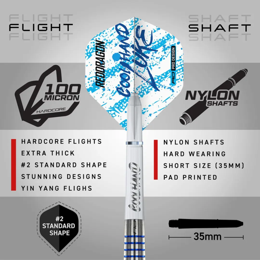 Red Dragon Luke Humphries Coolhand Blue Series Dartpijlen 3-delig - Blauw/Zilver