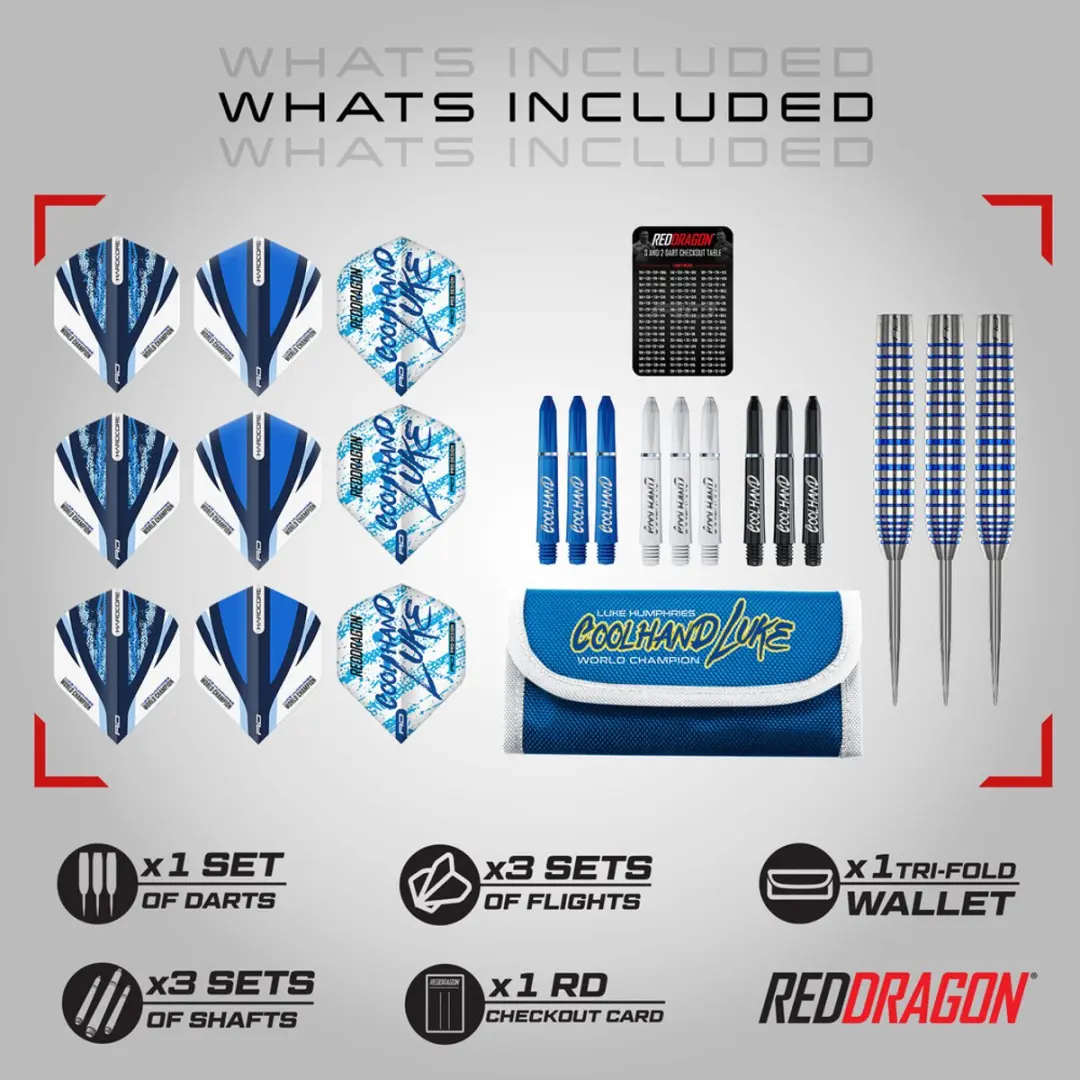 Red Dragon Luke Humphries Coolhand Blue Series Dartpijlen 3-delig - Blauw/Zilver