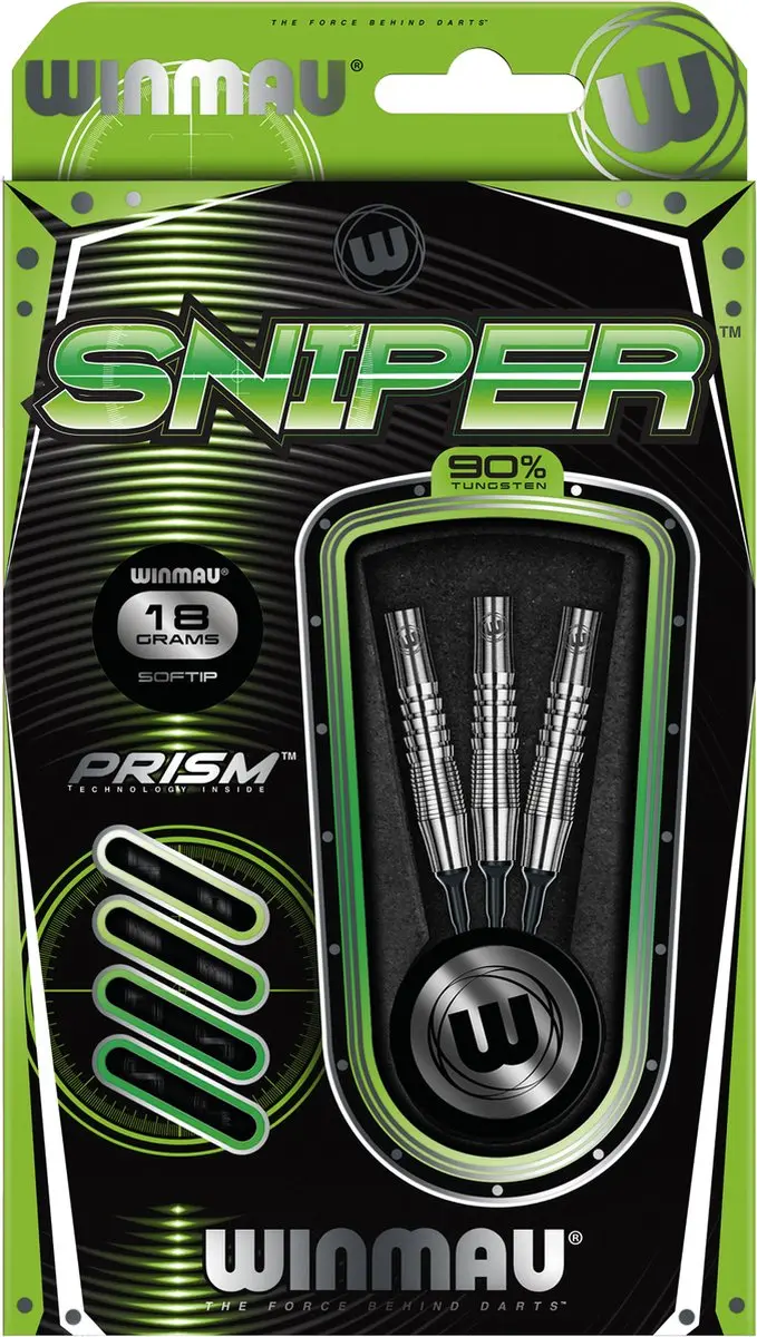 Winmau Sniper Soft Tip Darts 18g - 3 Stuks - Groen/Zilver/Zwart