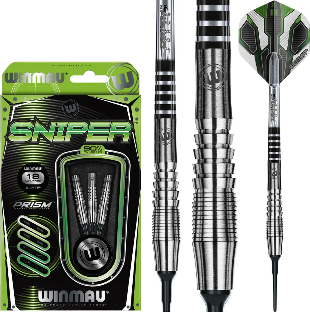 Winmau Sniper Soft Tip Darts 18g - 3 Stuks - Groen/Zilver/Zwart - afbeelding 6 van 6