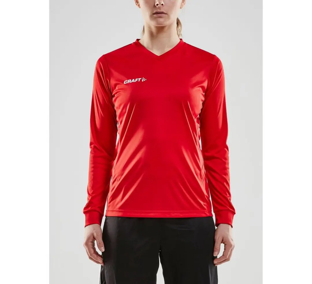 Craft Squad Solid LS Sportshirt Dames - S - Rood/Wit
