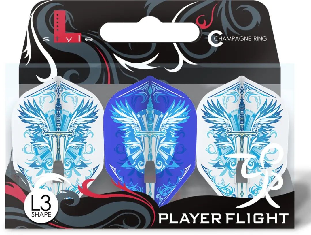 L-Style Champagne Flight L3 Shape Tetsuya Fujiwara Mix Dart Flights - 3 Stuks