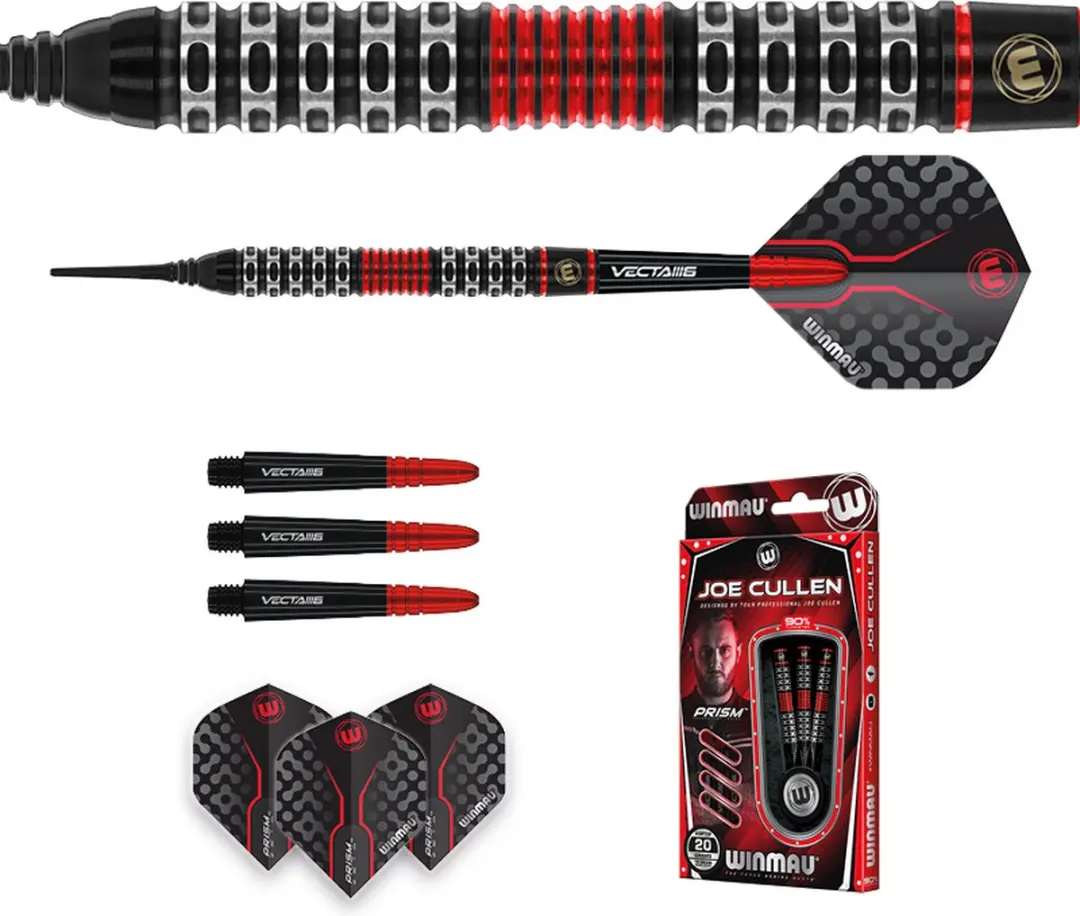 Winmau Joe Cullen Special Edition Soft Tip Darts - 3 Stuks - Rood/Zwart - afbeelding 6 van 6