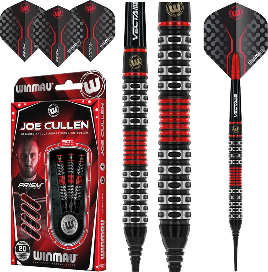 Winmau Joe Cullen Special Edition Soft Tip Darts - 3 Stuks - Rood/Zwart