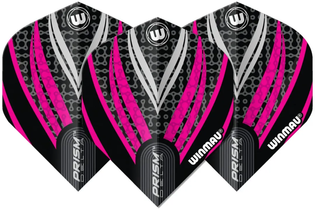 Winmau Prism Delta Dart Flights - 3 Stuks - Roze/Wit/Zwart