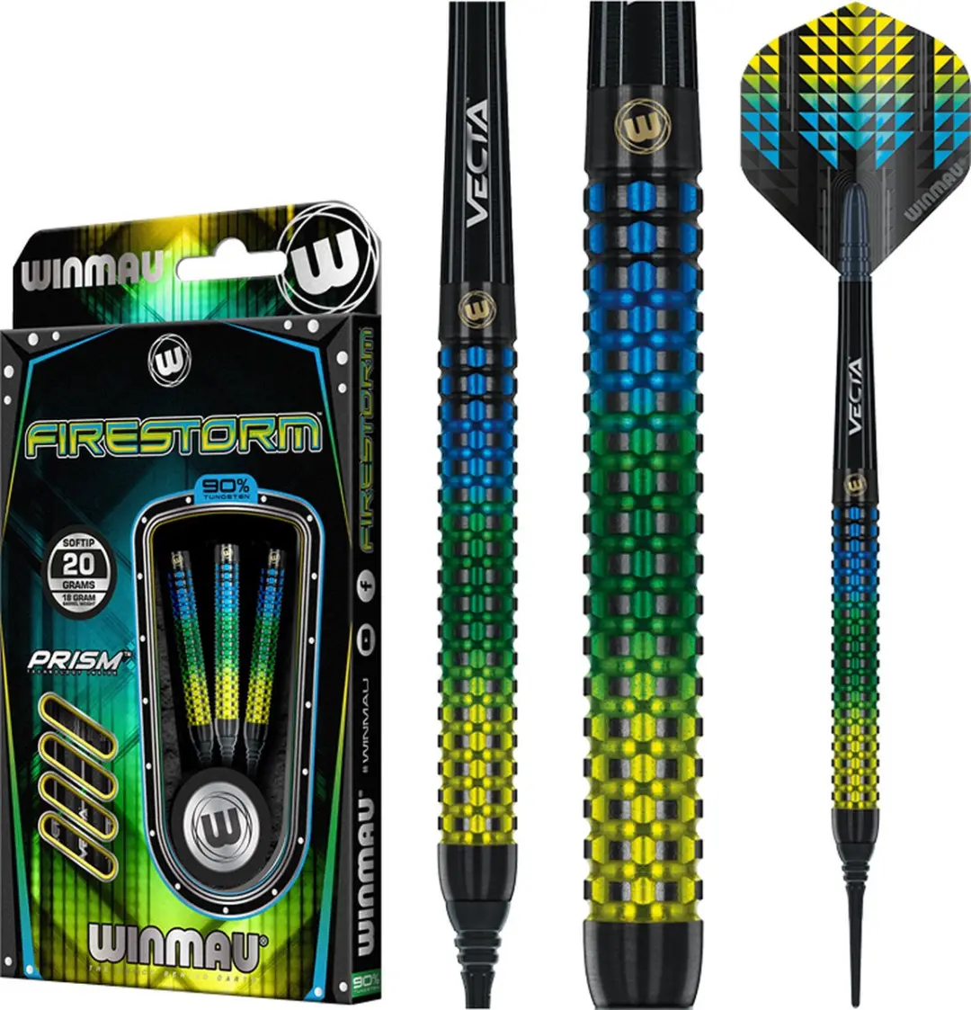 Winmau Firestorm 90% Soft Tip Darts - 3 Stuks - Multi/Zwart
