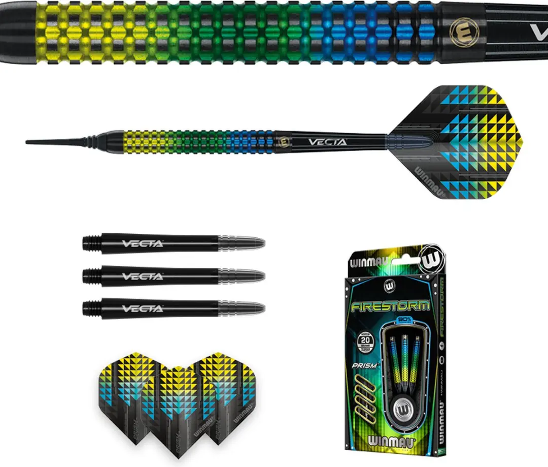 Winmau Firestorm 90% Soft Tip Darts - 3 Stuks - Multi/Zwart - afbeelding 6 van 6
