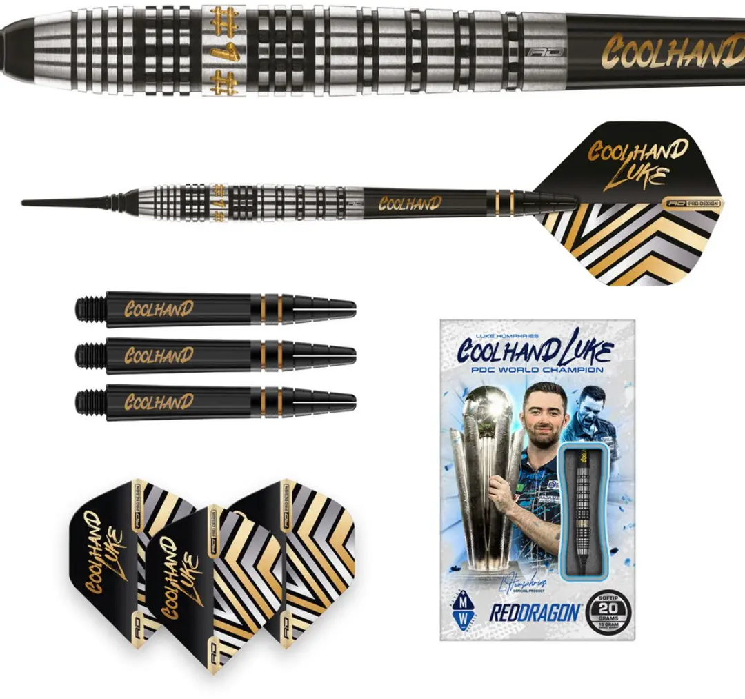 Red Dragon Luke Humphries Prestige 90% Soft Tip Darts - 3 Stuks