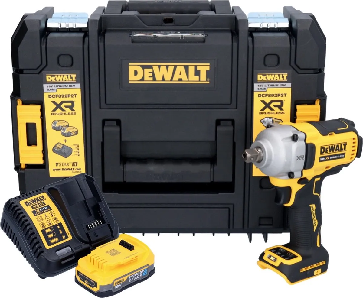 DeWalt DCF 892 E1T Slagmoersleutel 18V 813Nm - 1x 1,7Ah + Oplader - afbeelding 2 van 5