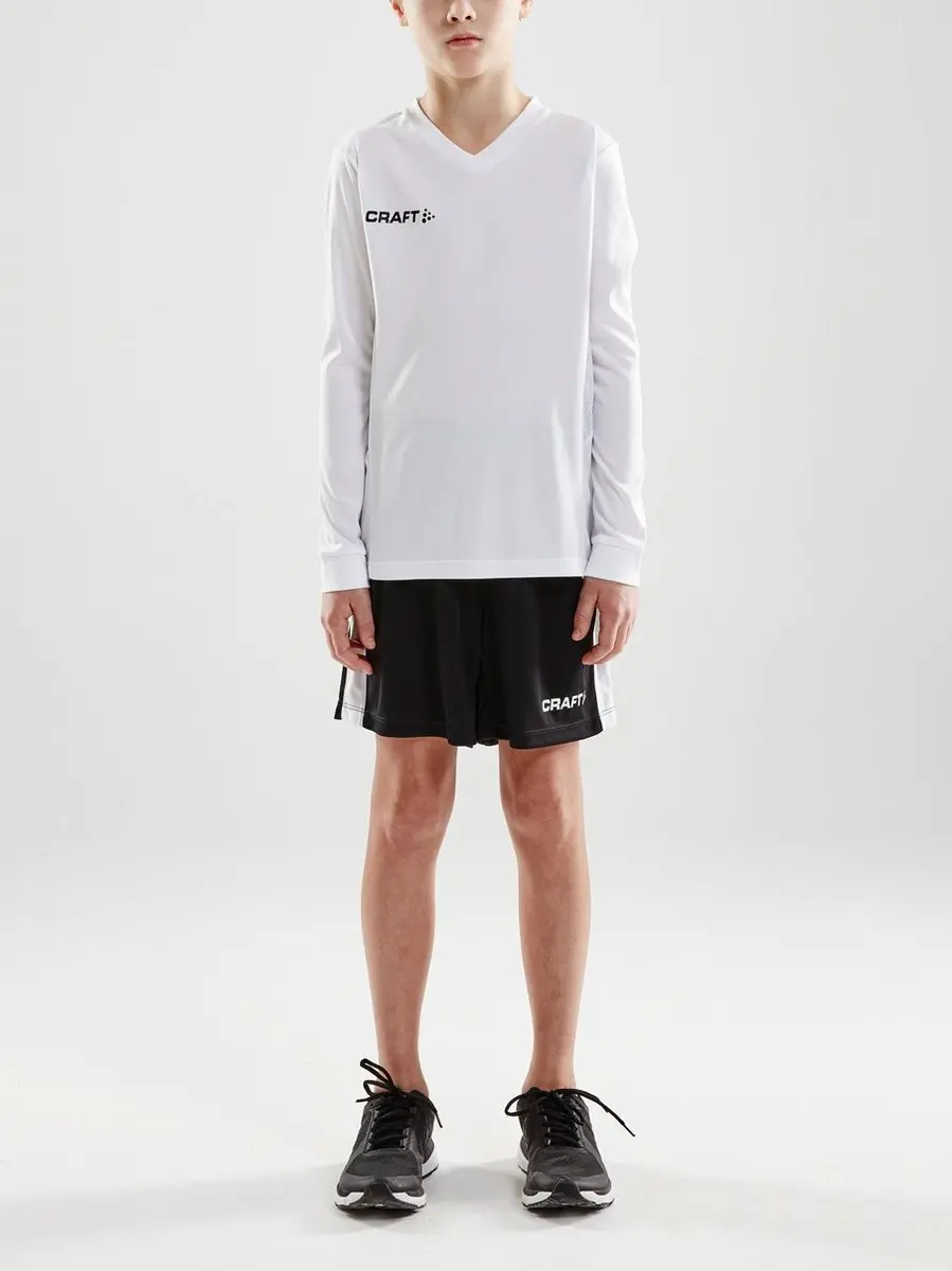 Craft Squad Jersey Solid LS Shirt Junior - 122/128 - Wit/Zwart