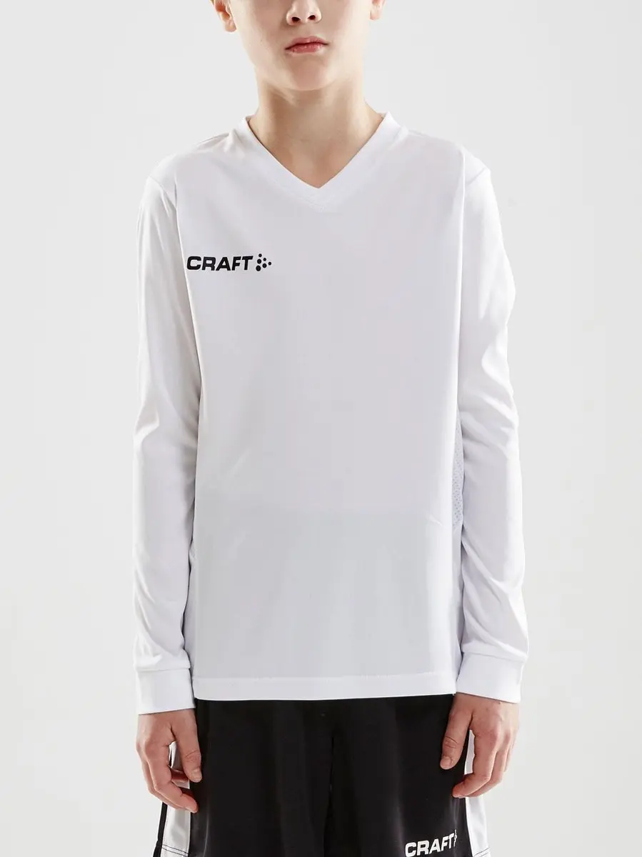 Craft Squad Jersey Solid LS Shirt Junior - 122/128 - Wit/Zwart