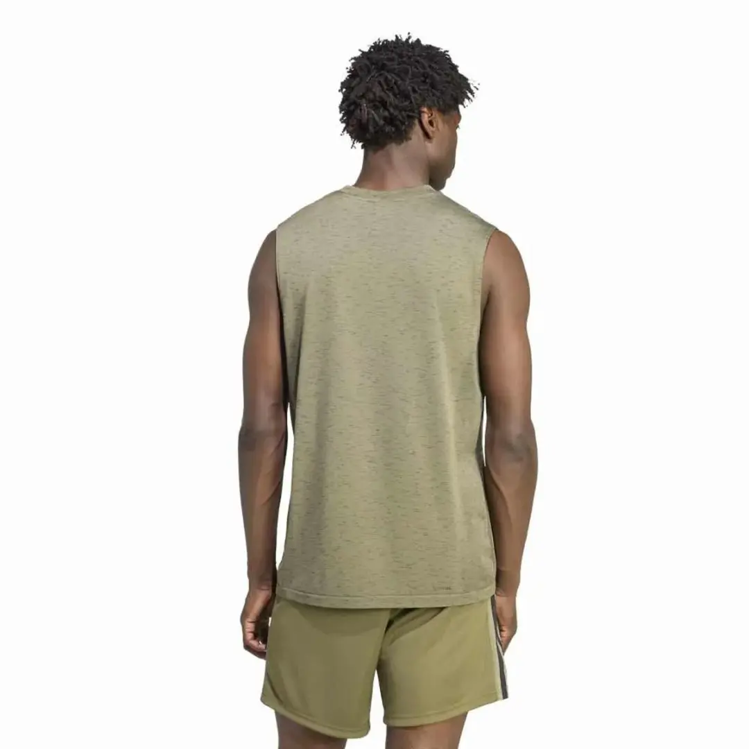 Adidas Workout Essentials Mouwloos T-shirt Olive Strata Melange M
