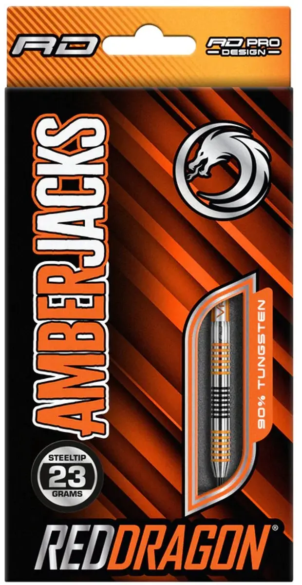 Red Dragon Amberjack 4 Dartpijlen - 3 Stuks - ZwartOranjeZilver - afbeelding 6 van 6