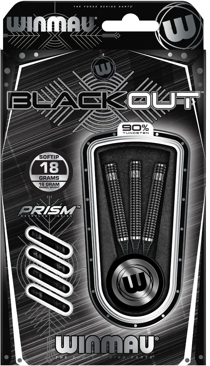 Winmau Blackout Soft Tip Darts 3 Stuks - Zwart/Zilver - afbeelding 6 van 6