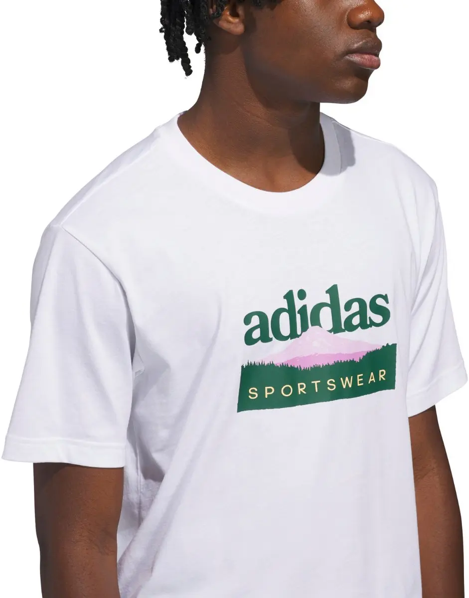Adidas Sportsman Mountain Graphic T-shirt Heren - L - Wit