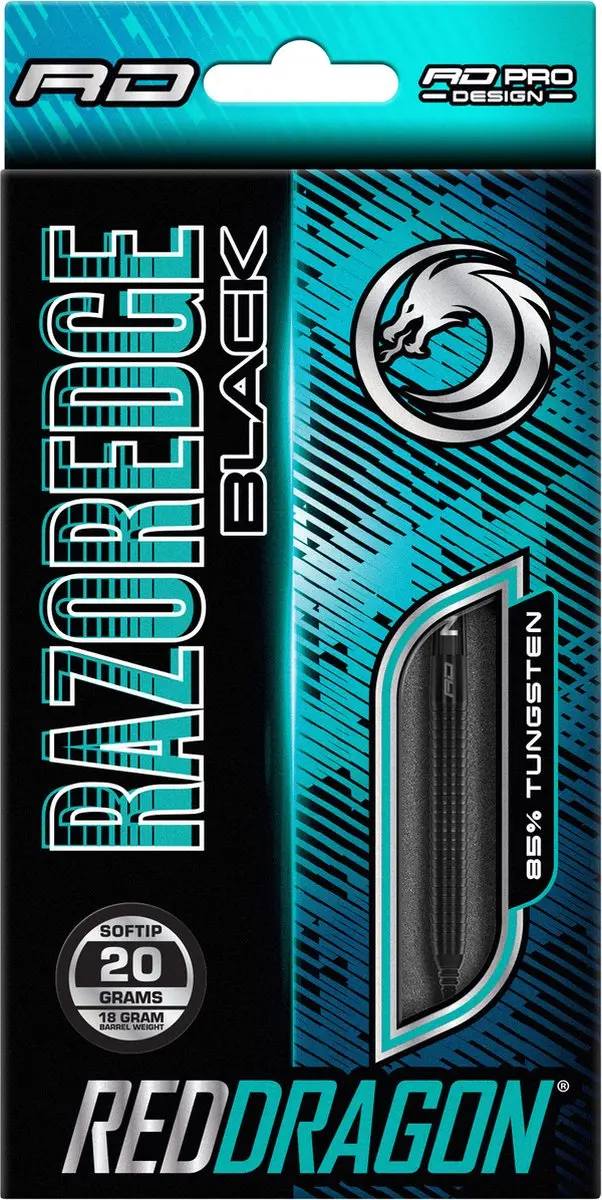 Red Dragon Razor Edge Black 85% Soft Tip Darts - 3 Stuks