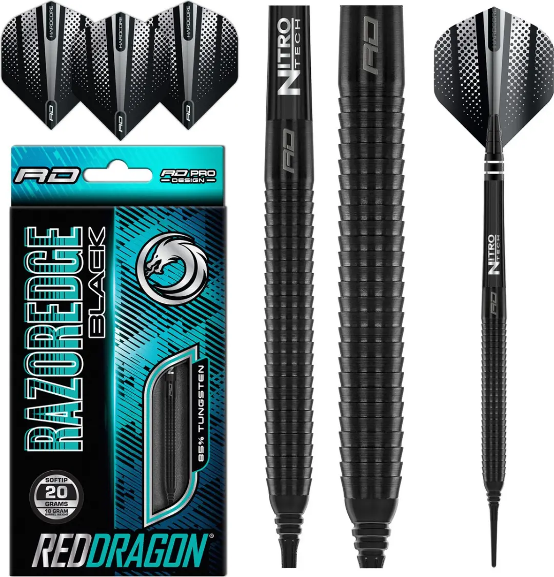 Red Dragon Razor Edge Black 85% Soft Tip Darts