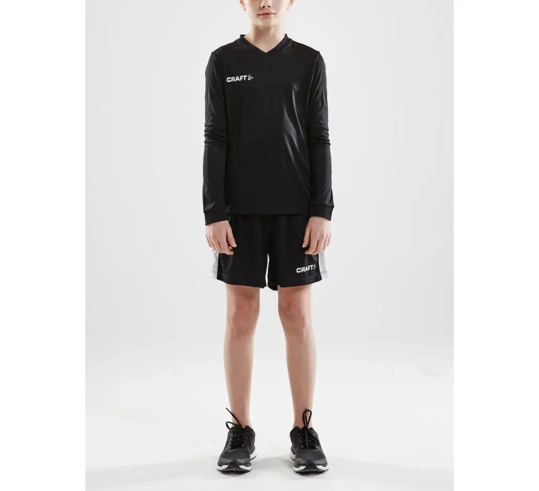 Craft Squad Jersey Solid LS Sportshirt Junior 146/152 - Zwart/Wit