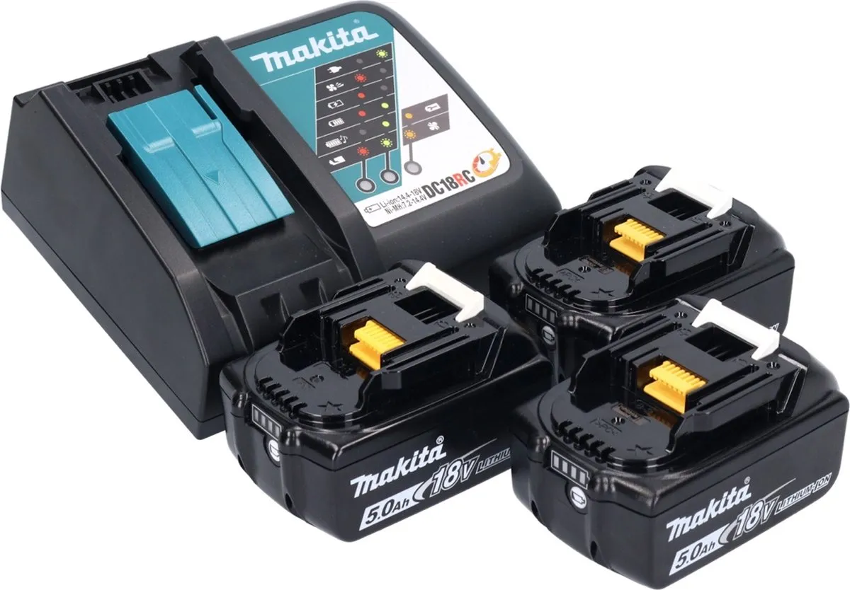 Makita DGA504RT3J Accu Haakse Slijper 18V - 3x 5.0Ah + Lader + Makpac