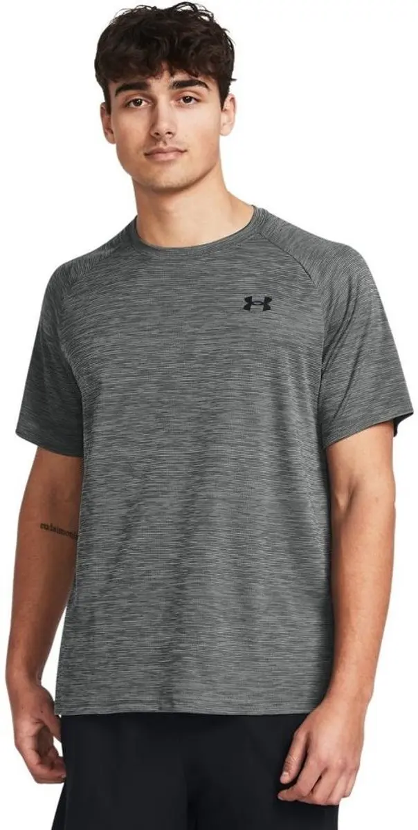 Under Armour UA Tech TextuRood SS Heren Sportshirt - Grijs/Zwart