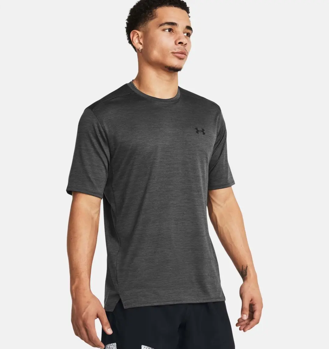 Under Armour UA Tech TextuRood SS Heren Sportshirt - Grijs/Zwart