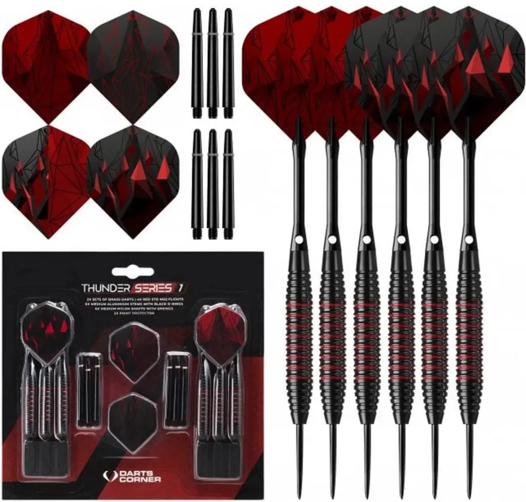 Dartscorner Astrofire Knurled Steel Tip Darts 26g - 3 Stuks - Rood