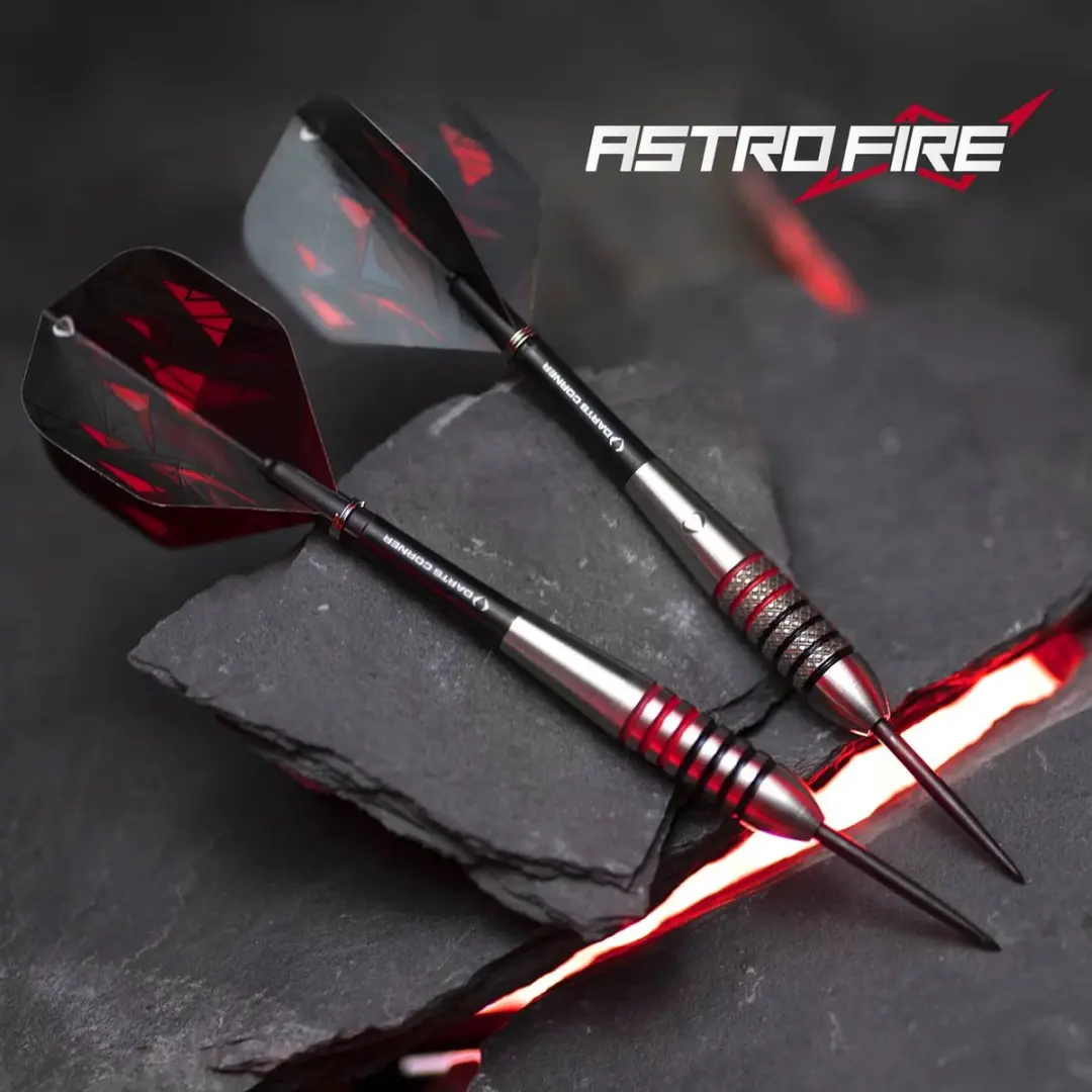 Dartscorner Astrofire Knurled Steel Tip Darts 26g - 3 Stuks - Rood