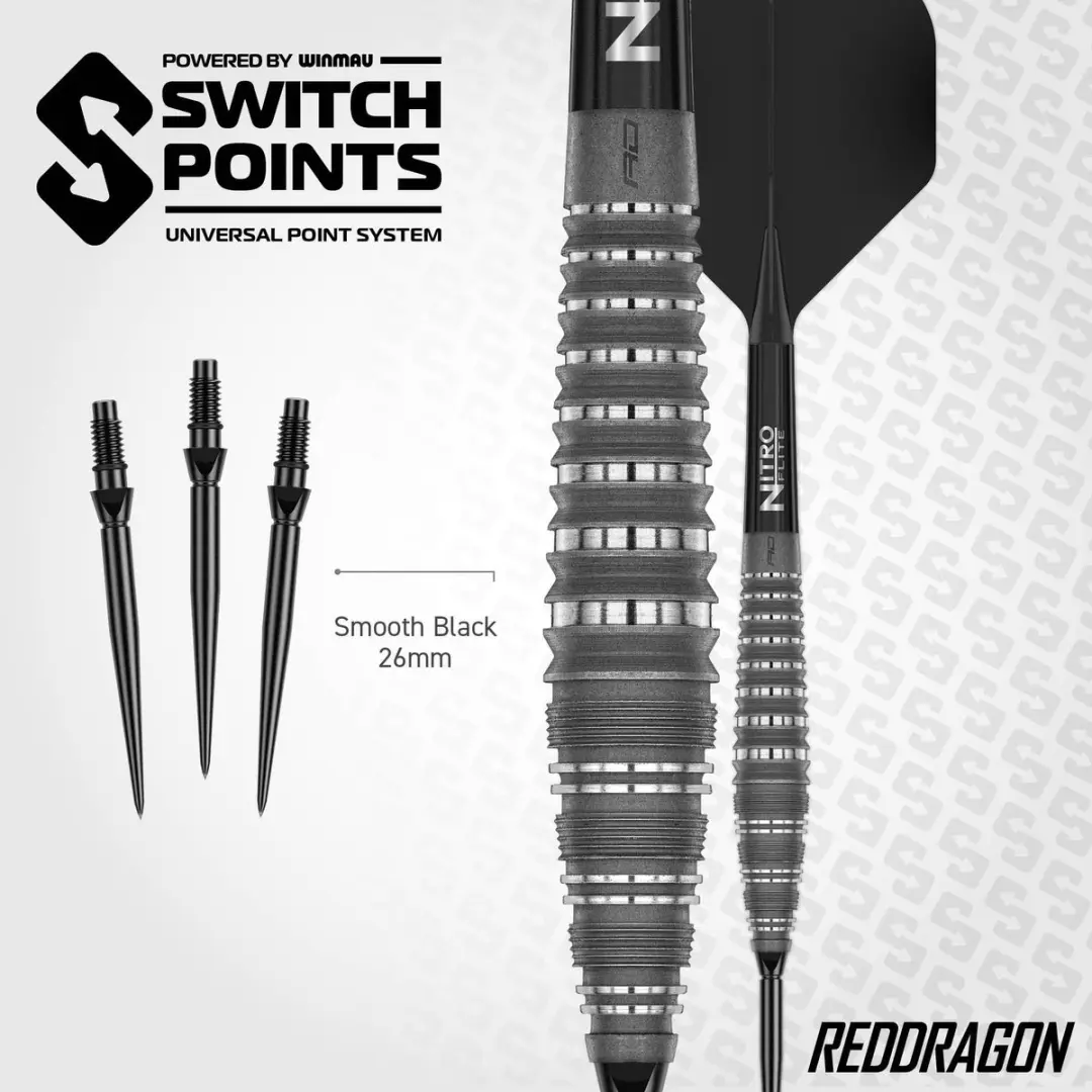 Red Dragon Sable Grey Bomb Switch Point Dartpijlen 3 Stuks