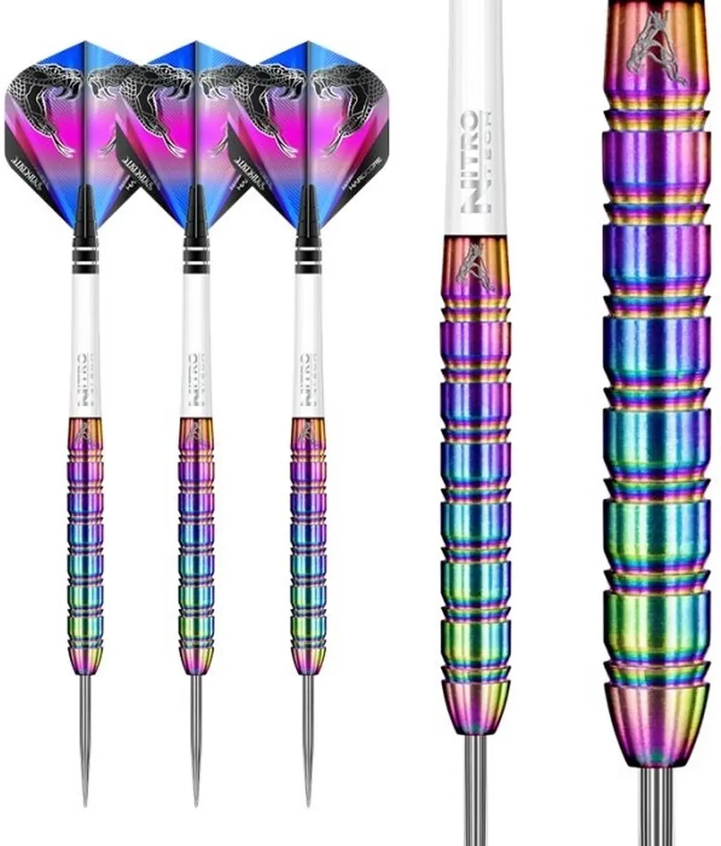 Red Dragon Peter Wright Snakebite 1 Dartpijlen - 3 Stuks - Zilver/Regenboog - afbeelding 6 van 6