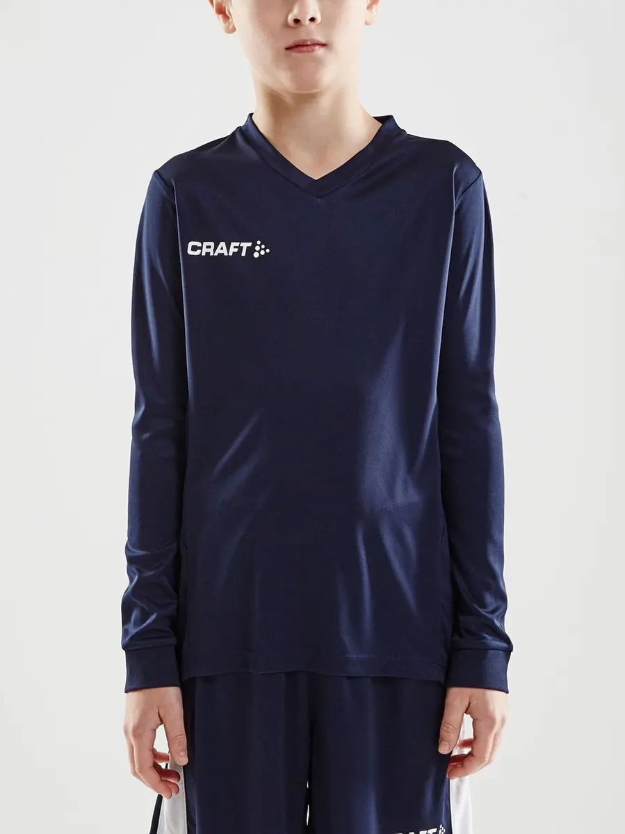 Craft Squad Jersey Solid LS Shirt Junior - Maat 158 - Blauw/Wit