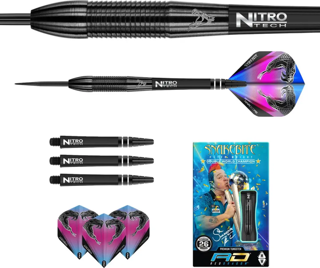 Red Dragon Peter Wright Snakebite 3 Dartpijlen - Zwart