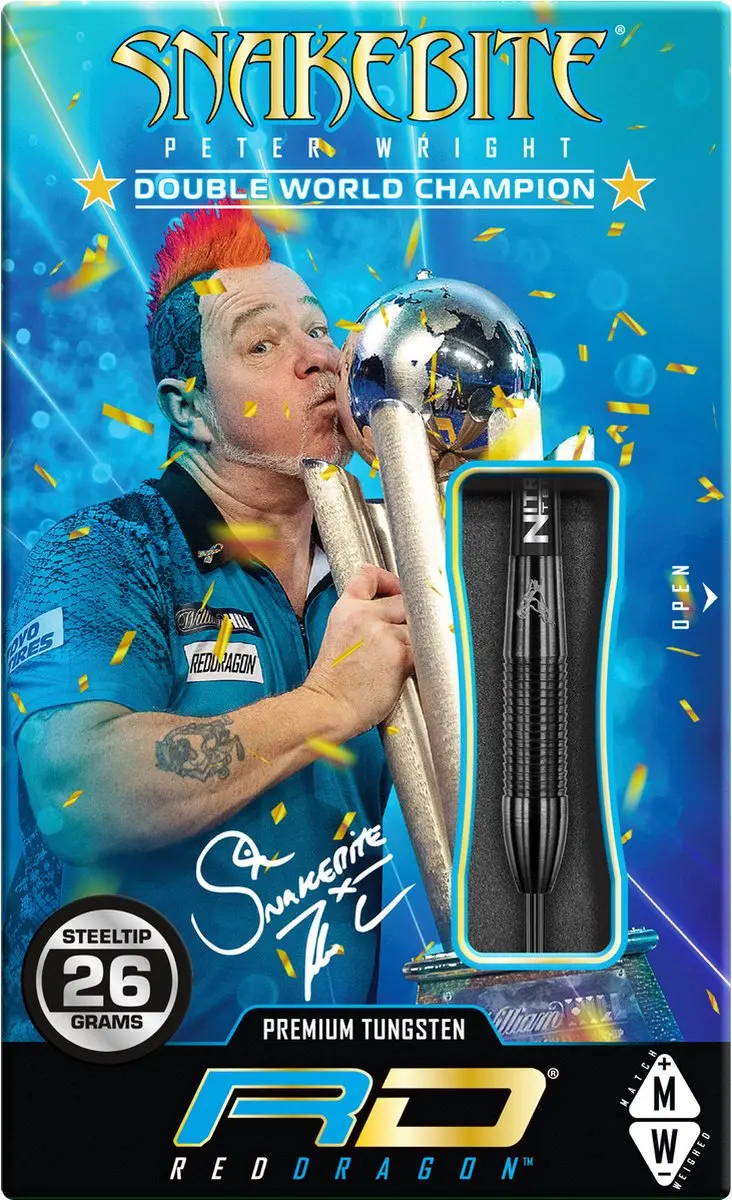 Red Dragon Peter Wright Snakebite 3 Dartpijlen - Zwart