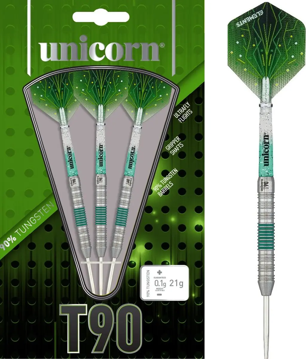 Unicorn Core XL T90 Dartpijlen - 3 Stuks - Groen 90%